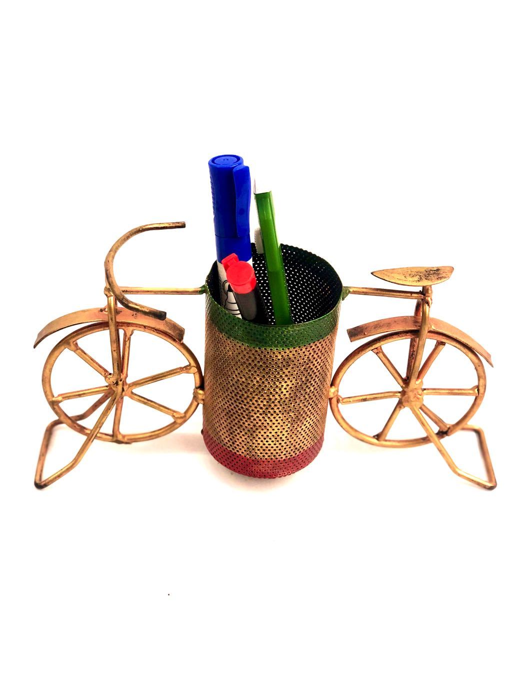 Vintage Style Cycle Metal Pen Stand And Other Accessories By Tamrapatra