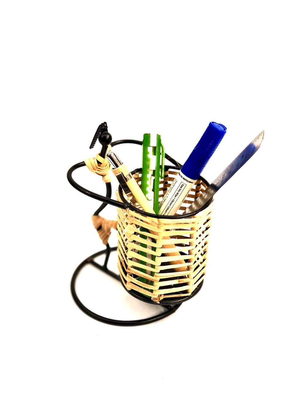 Lady With Bucket Iron & Cane Combination Utility Pen Holder Tamrapatra