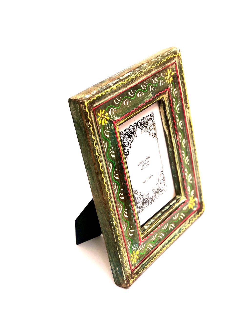 Traditional Multi Color Hand Painted Photo Frame Glass Front Tamrapatra