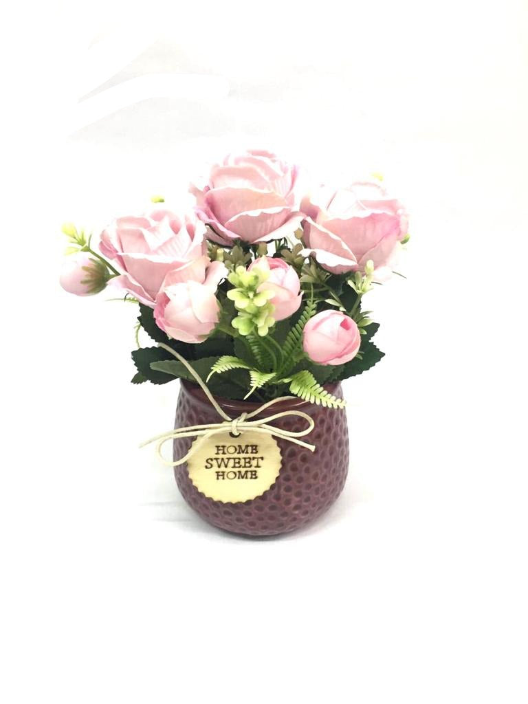 Hammered Home Sweet Home Ceramic Flower Pots In Modern Shades Tamrapatra