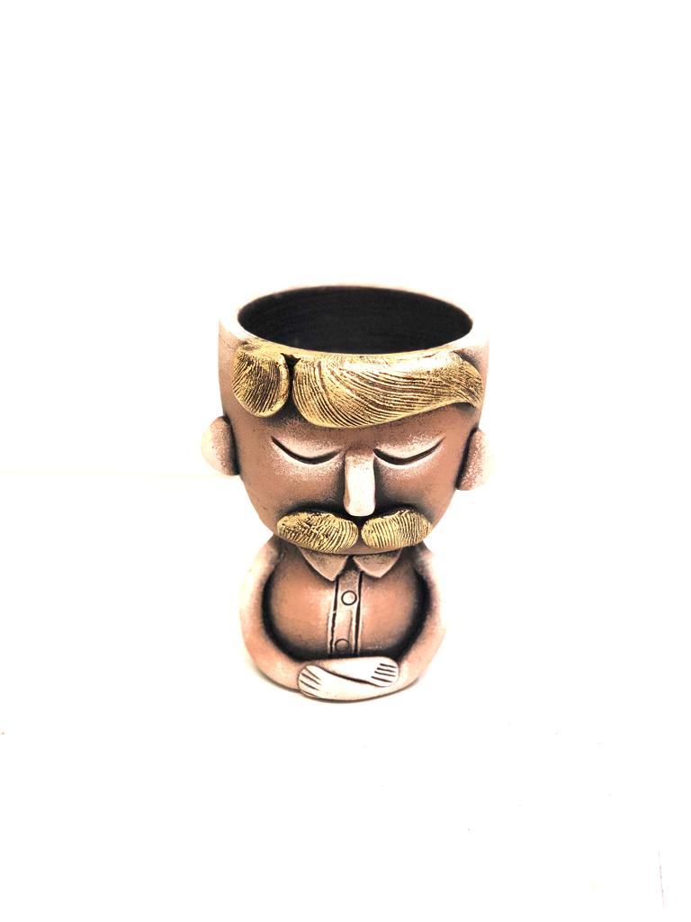 Man Human Figure Unique Terracotta Decoration Planters New By Tamrapatra