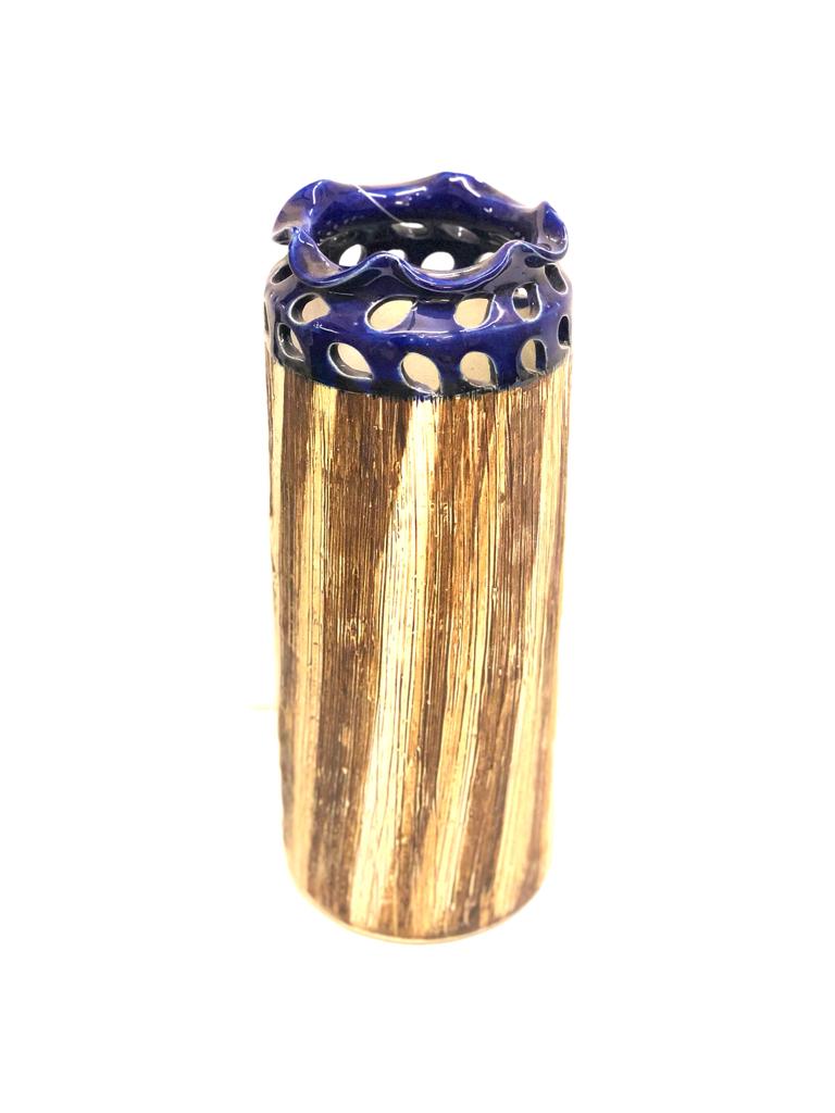 Pipe Shaped Vibrant Shaded Pot Flower Decoration Garden Collection Tamrapatra