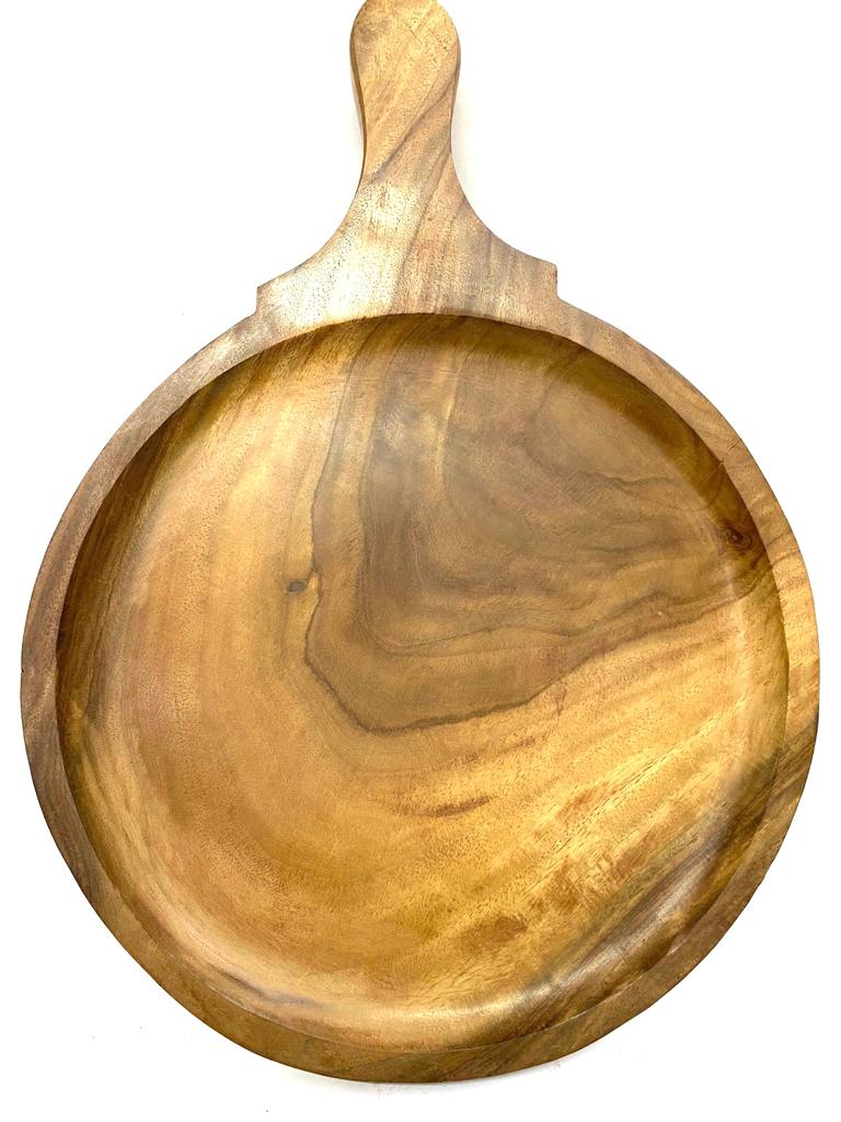 Wooden Platters To Serve Pizza Snacks Multipurpose Easy To Handle Tamrapatra