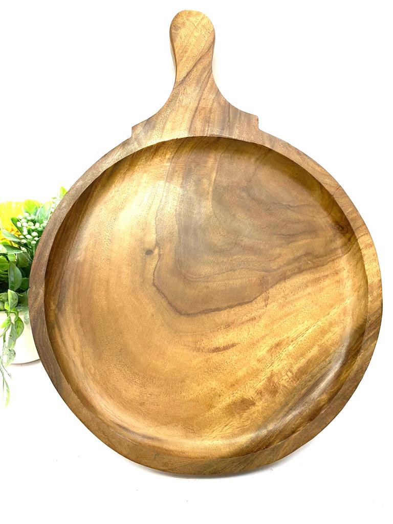 Wooden Platters To Serve Pizza Snacks Multipurpose Easy To Handle Tamrapatra