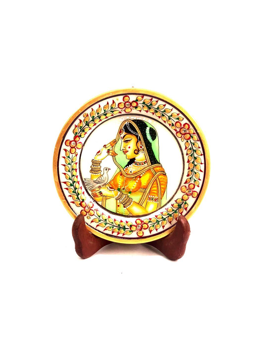 Creative Marble Plate Stand Painted Royal Figures Souvenir Tamrapatra