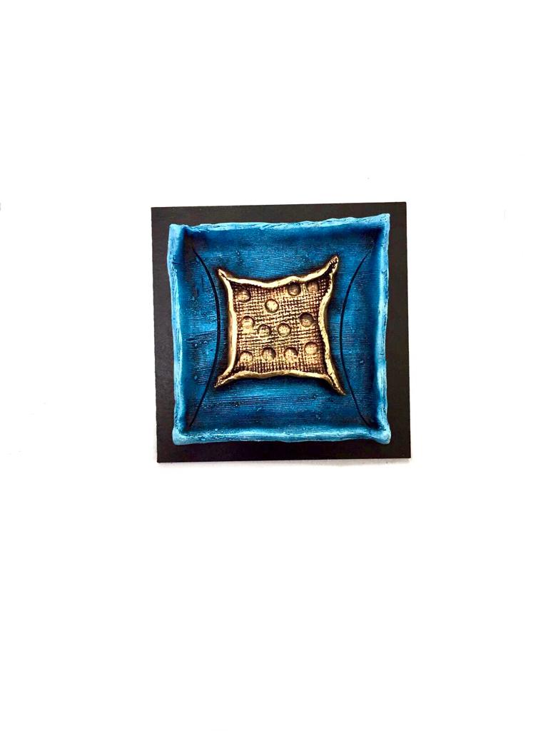 Tiffany Blue Terracotta Wall Artwork Abstract Themes In Set Of 5 By Tamrapatra