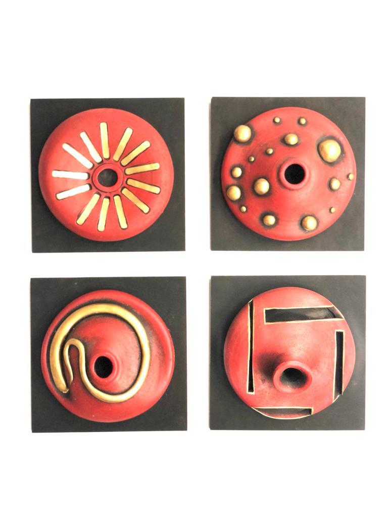 Cherry Red With Golden Touch Artist's Creation Pots On MDF Art By Tamrapatra