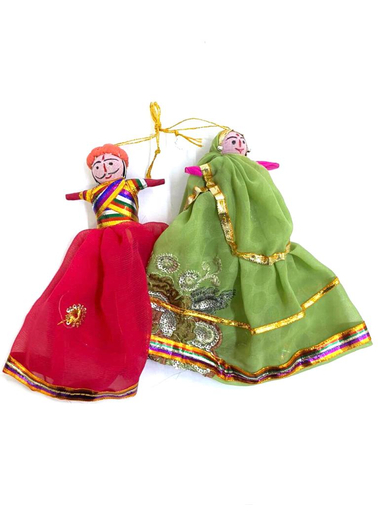 Cloth Hanging Dolls Pair Vibrant Shades For Wall Art Exclusive Décor Tamrapatra