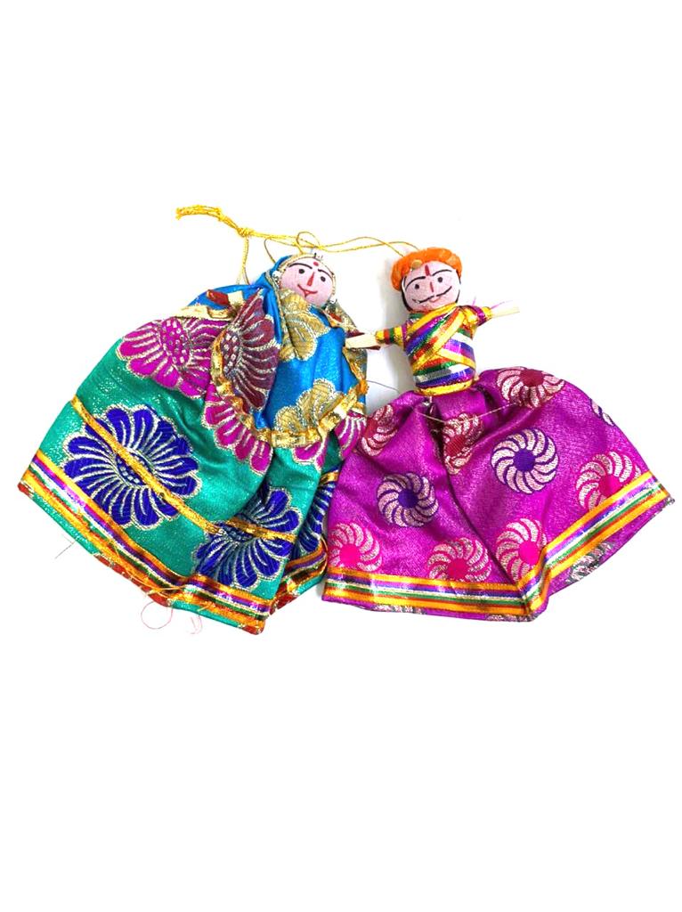 Cloth Hanging Dolls Pair Vibrant Shades For Wall Art Exclusive Décor Tamrapatra