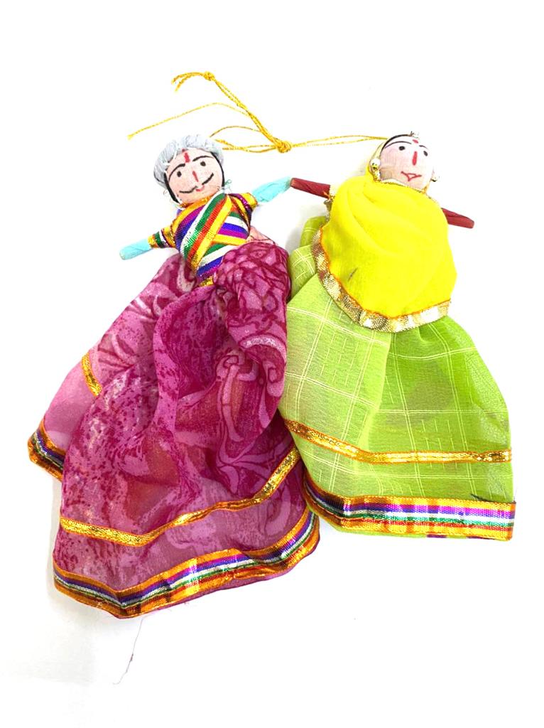 Cloth Hanging Dolls Pair Vibrant Shades For Wall Art Exclusive Décor Tamrapatra