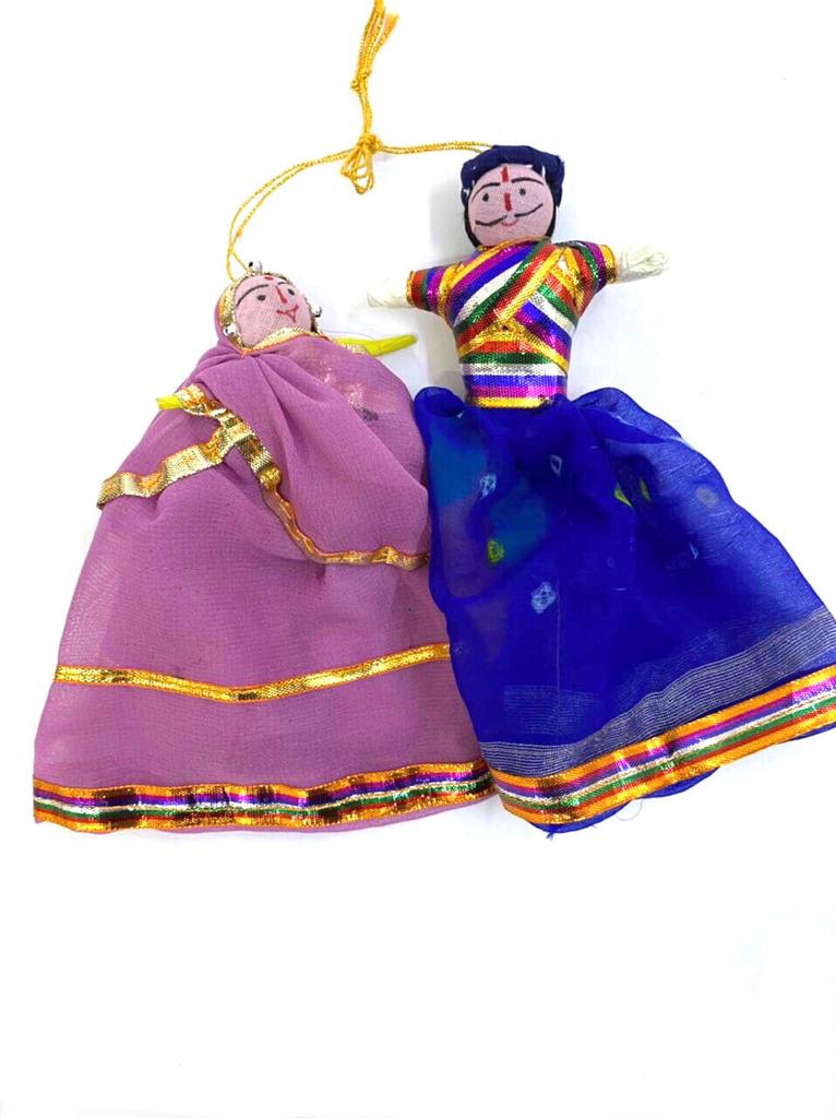 Cloth Hanging Dolls Pair Vibrant Shades For Wall Art Exclusive Décor Tamrapatra
