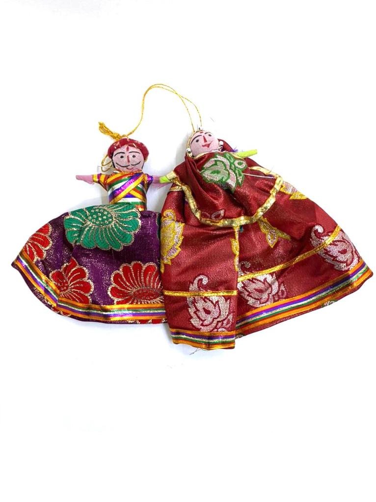 Cloth Hanging Dolls Pair Vibrant Shades For Wall Art Exclusive Décor Tamrapatra
