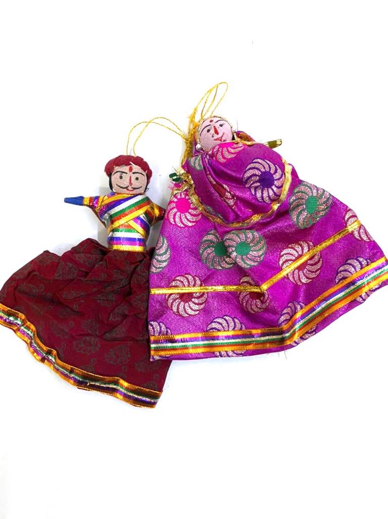 Cloth Hanging Dolls Pair Vibrant Shades For Wall Art Exclusive Décor Tamrapatra