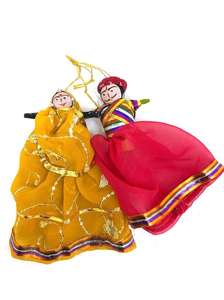 Cloth Hanging Dolls Pair Vibrant Shades For Wall Art Exclusive Décor Tamrapatra