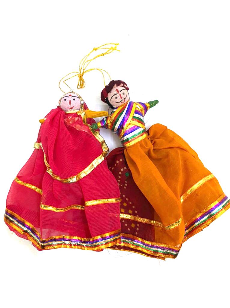 Cloth Hanging Dolls Pair Vibrant Shades For Wall Art Exclusive Décor Tamrapatra