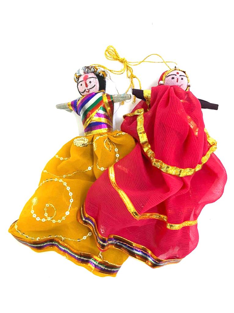 Cloth Hanging Dolls Pair Vibrant Shades For Wall Art Exclusive Décor Tamrapatra