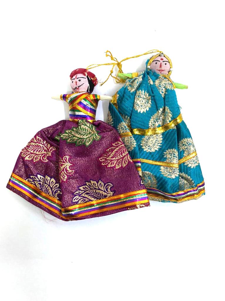 Cloth Hanging Dolls Pair Vibrant Shades For Wall Art Exclusive Décor Tamrapatra