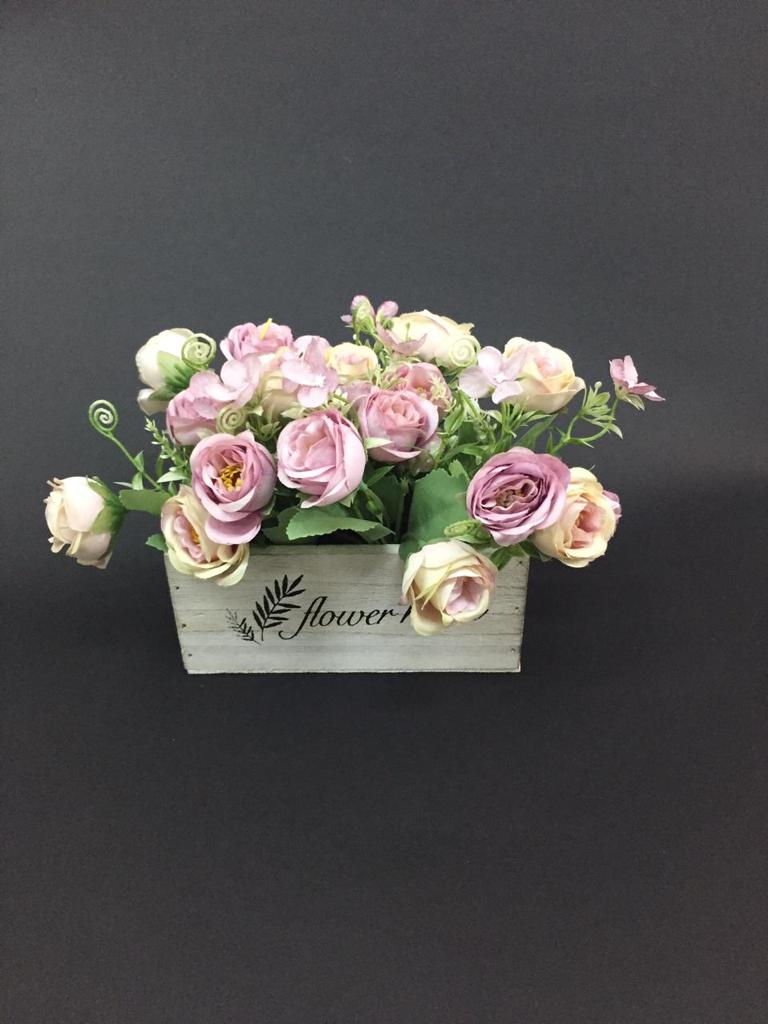 Flower Home With Exclusive Colorful Flowering Plants In Wood Box Tamrapatra