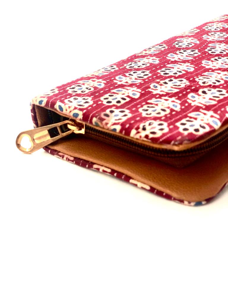 Fine Stitched Wallet Purse Clutch Block Print Women Fashion Gifts By Tamrapatra