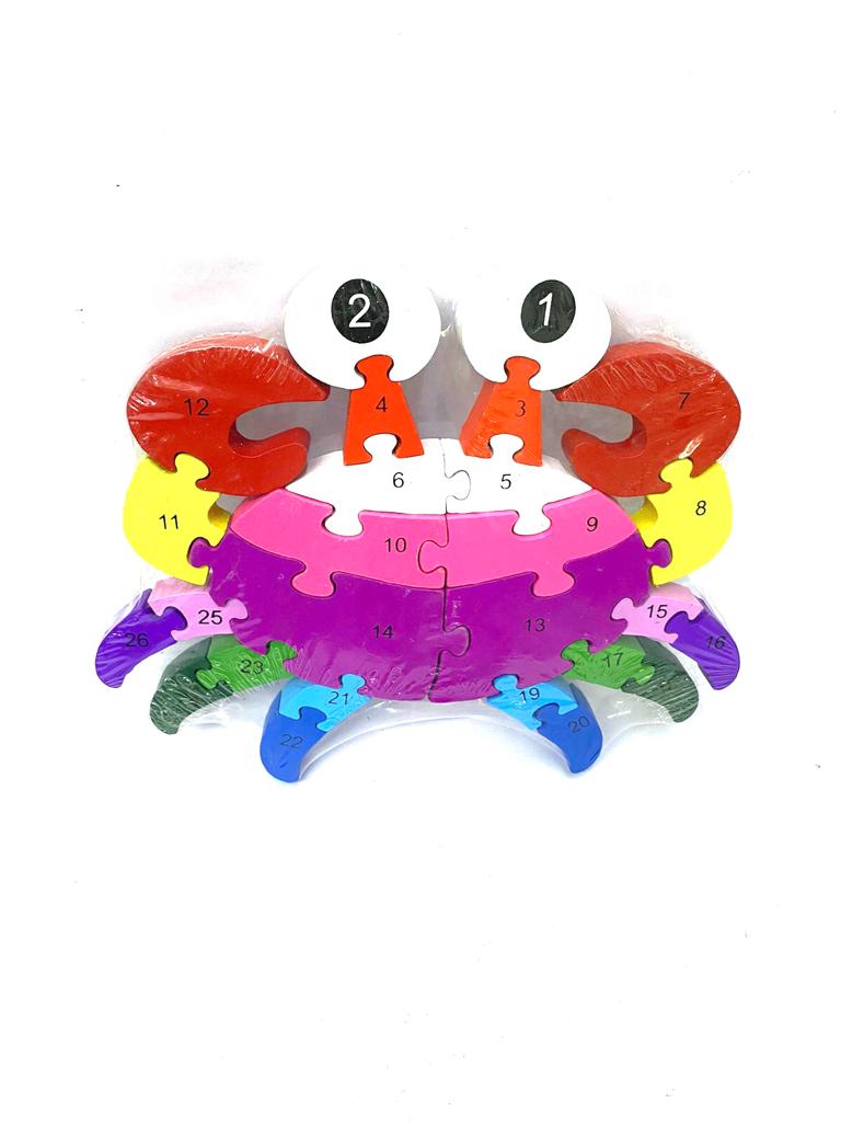 Wooden Puzzle Alphabets & Numbers Animal Handmade Toys From Tamrapatra