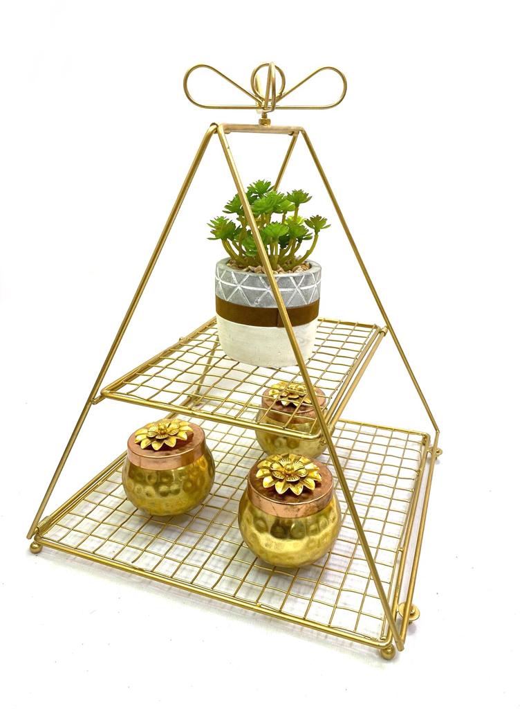 2 Tier Pyramid Style Stand Platters For Dinning Table Hampers Gifts Tamrapatra