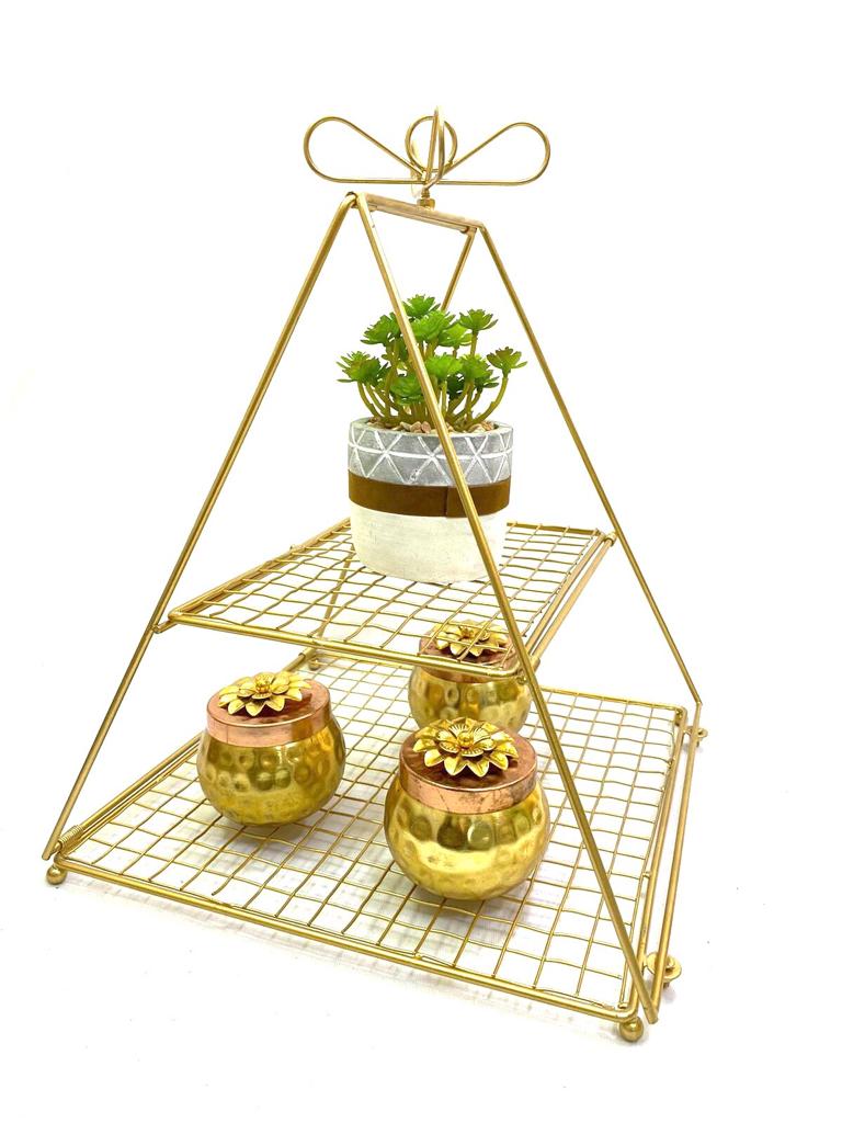 2 Tier Pyramid Style Stand Platters For Dinning Table Hampers Gifts Tamrapatra