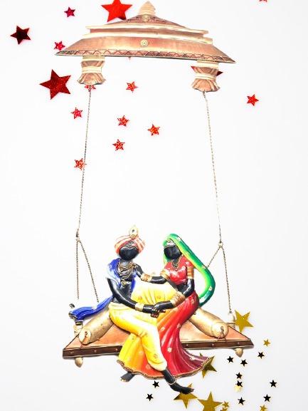 Radha Krishna Swing Metal Wall Décor Handcrafted With Love By Tamrapatra