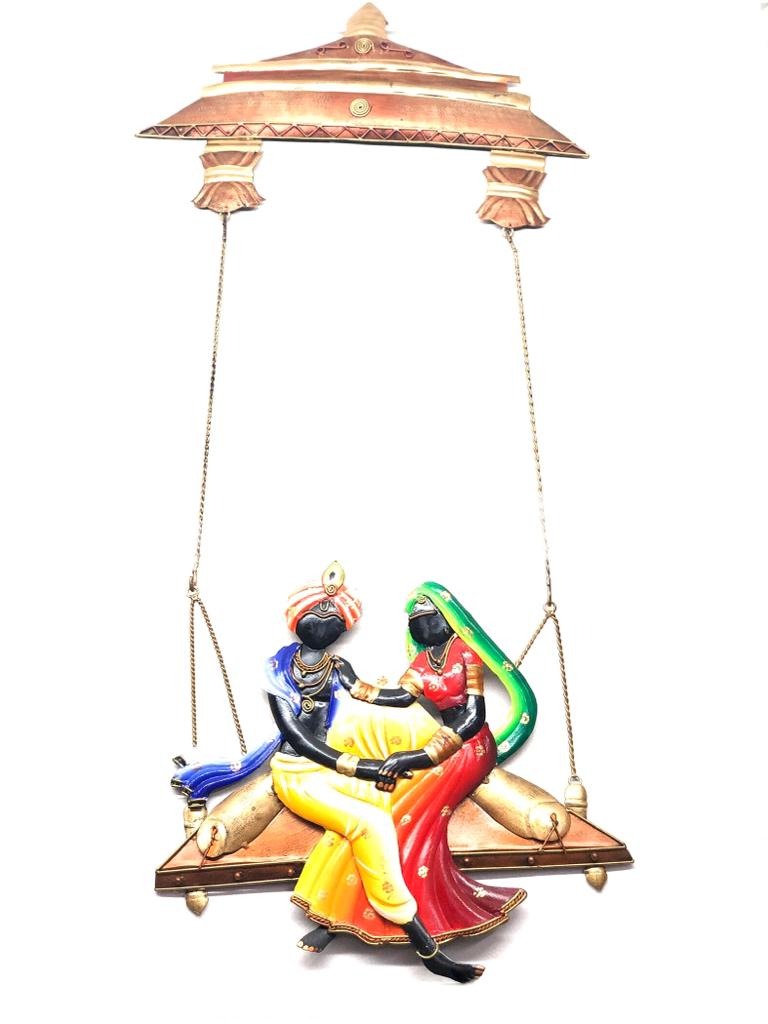 Radha Krishna Swing Metal Wall Décor Handcrafted With Love By Tamrapatra