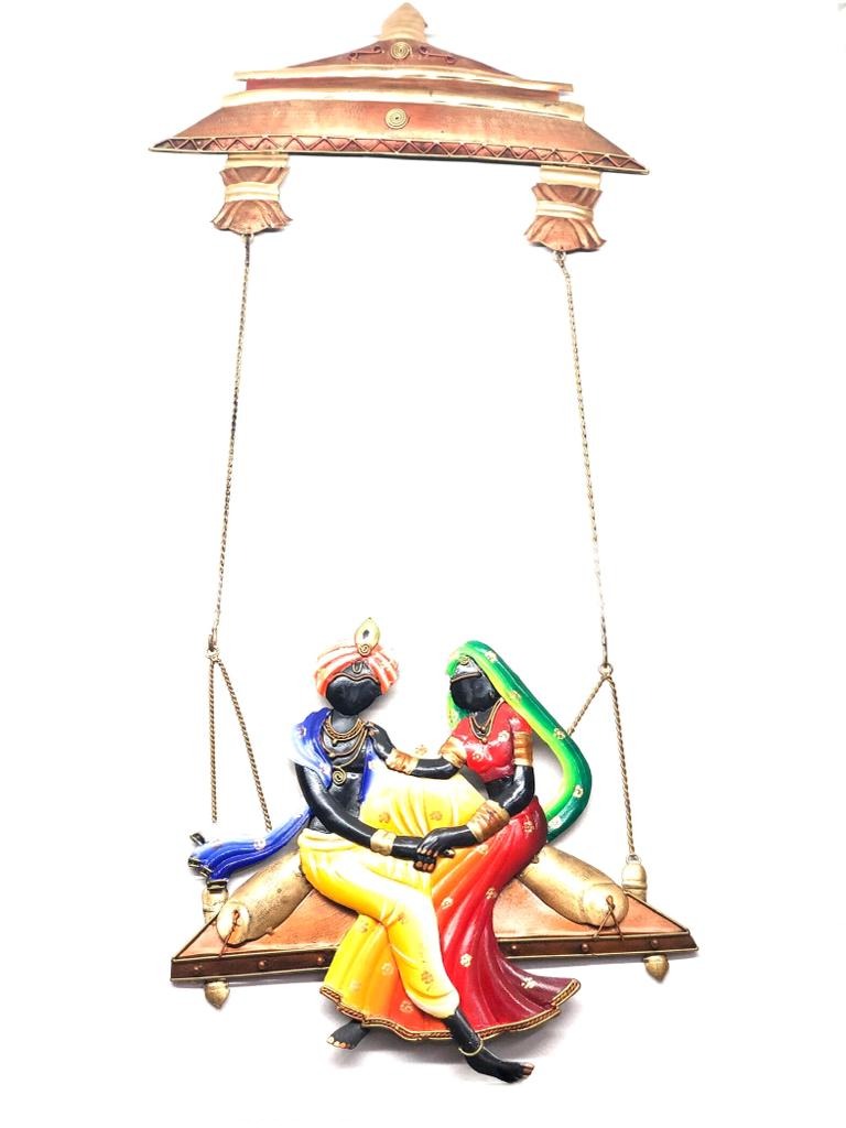 Radha Krishna Swing Metal Wall Décor Handcrafted With Love By Tamrapatra