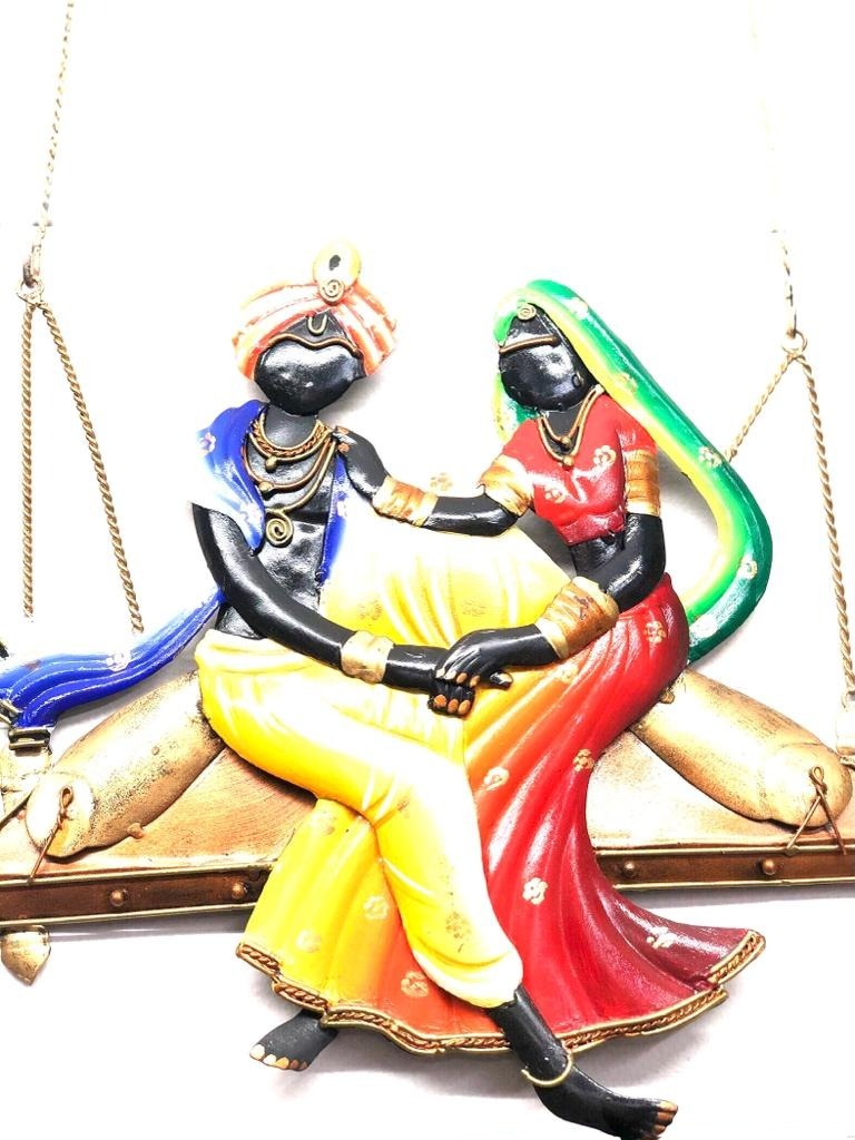 Radha Krishna Swing Metal Wall Décor Handcrafted With Love By Tamrapatra