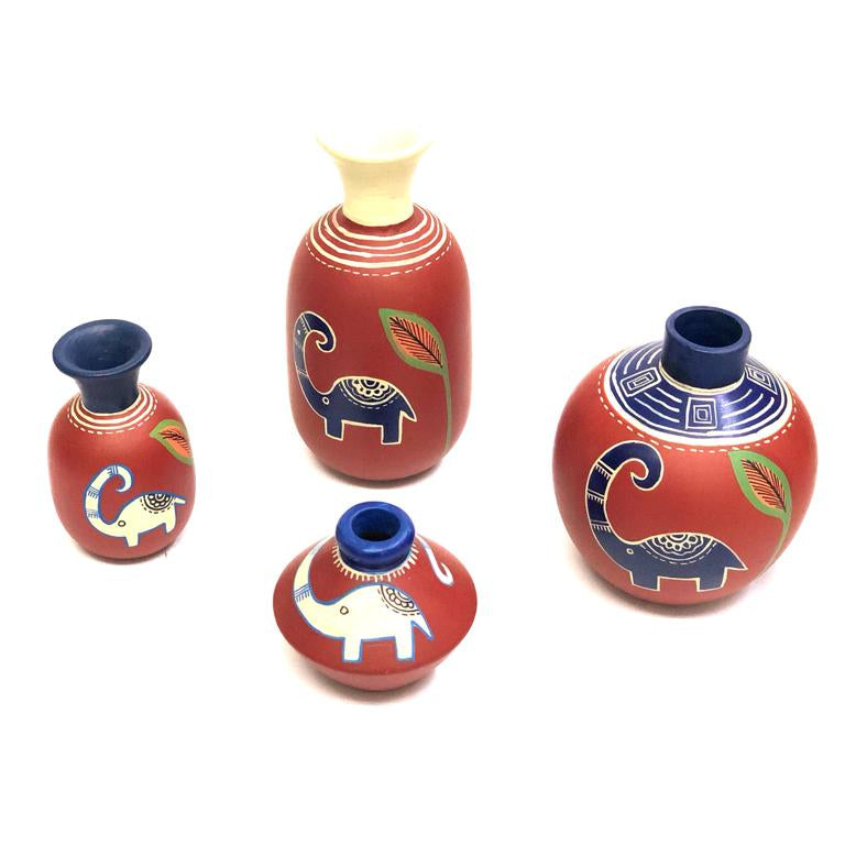Classic Collection Of Terracotta Pottery In Shades Of Red Elephant By Tamrapatra