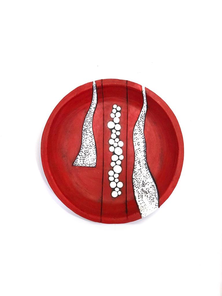 Bold Red Combined With White Floral Accents Hanging Terracotta Plates Tamrapatra