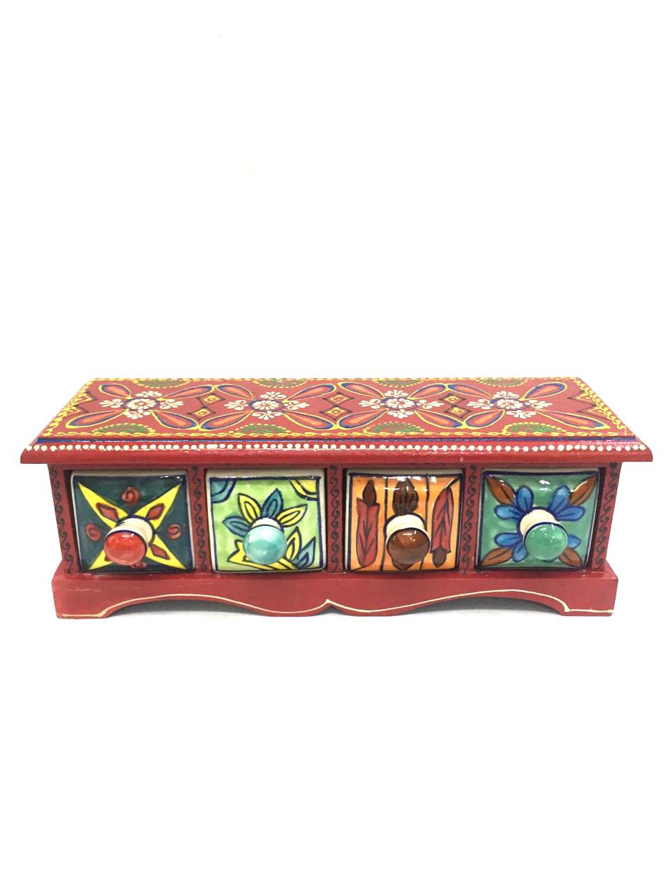 Long Horizontal 4 Drawer Ceramic Drawer Dressing Table Storage By Tamrapatra