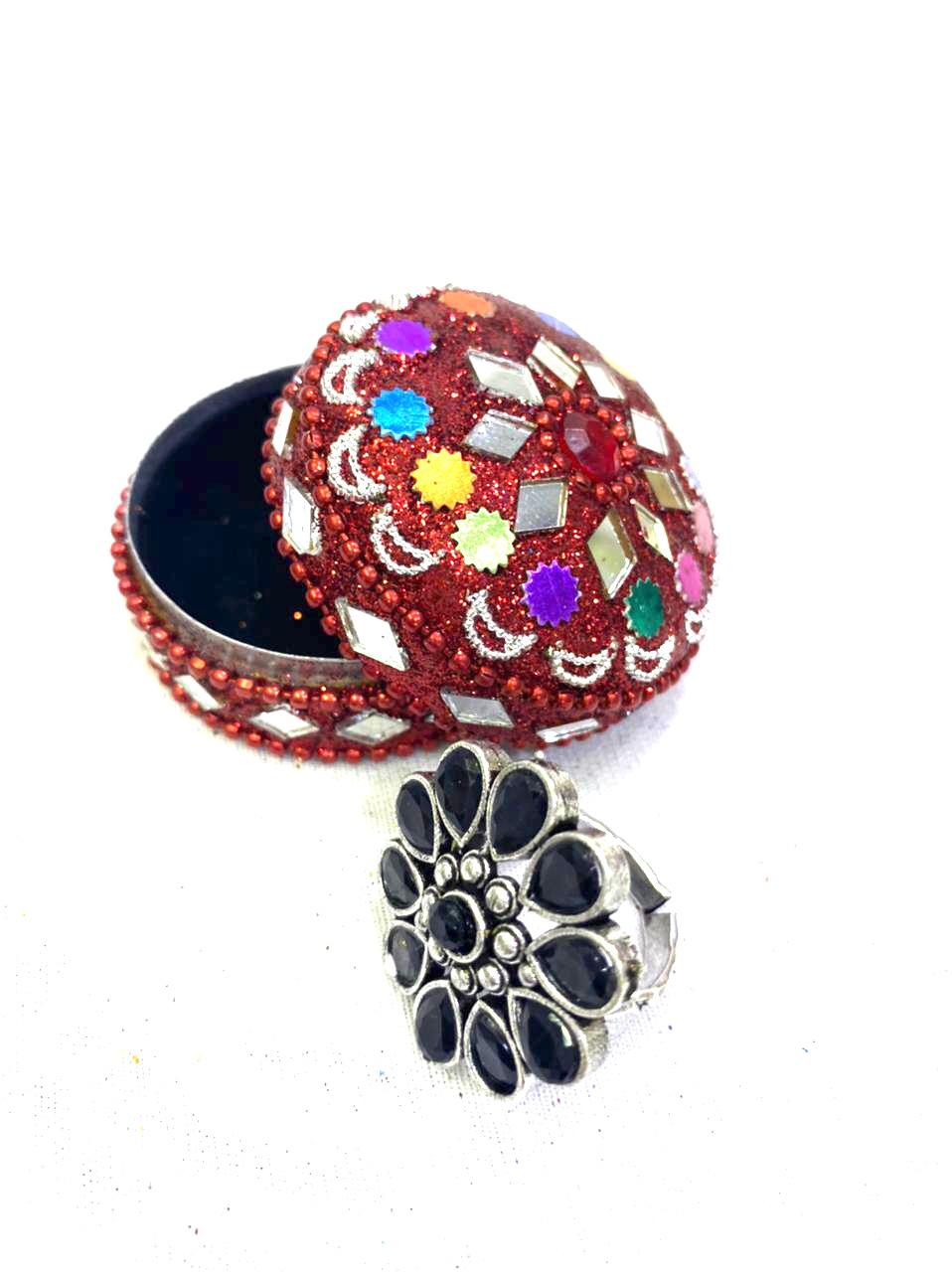 Jewelry Box Mirror & Kundan Art Handcrafted Storage Gifts Occasion Tamrapatra