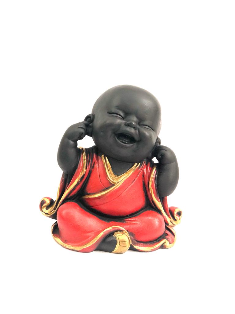 Big Happy Monks Lovely Resin Creations Set Of 3 In Cool Colors By Tamrapatra