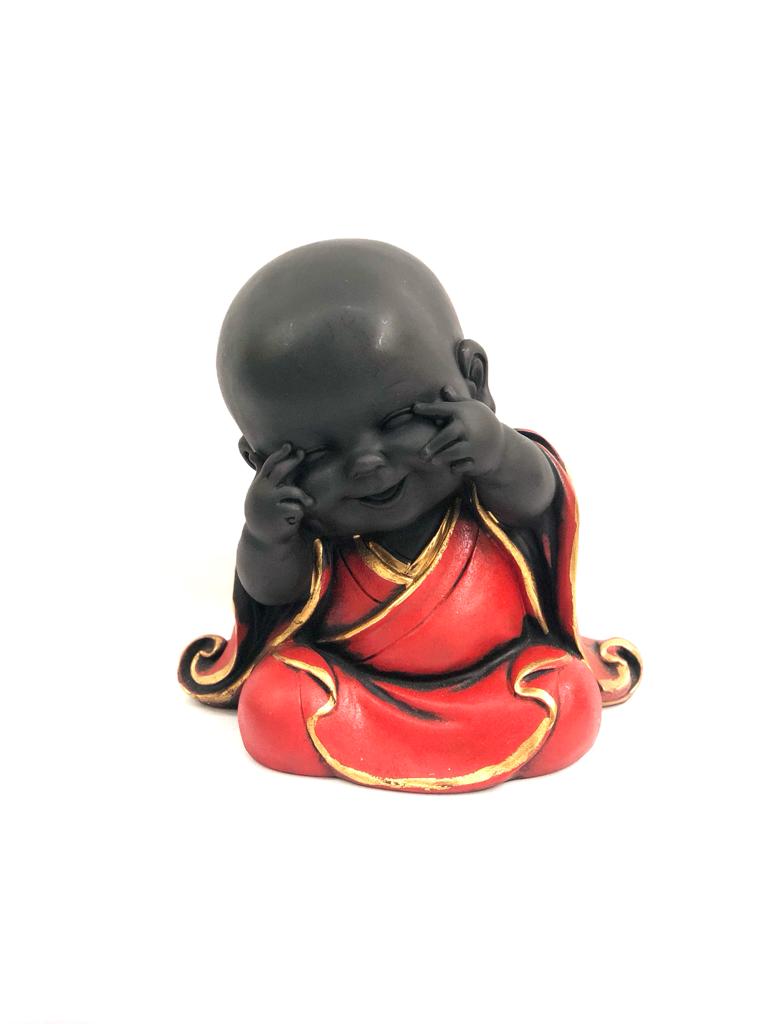 Big Happy Monks Lovely Resin Creations Set Of 3 In Cool Colors By Tamrapatra