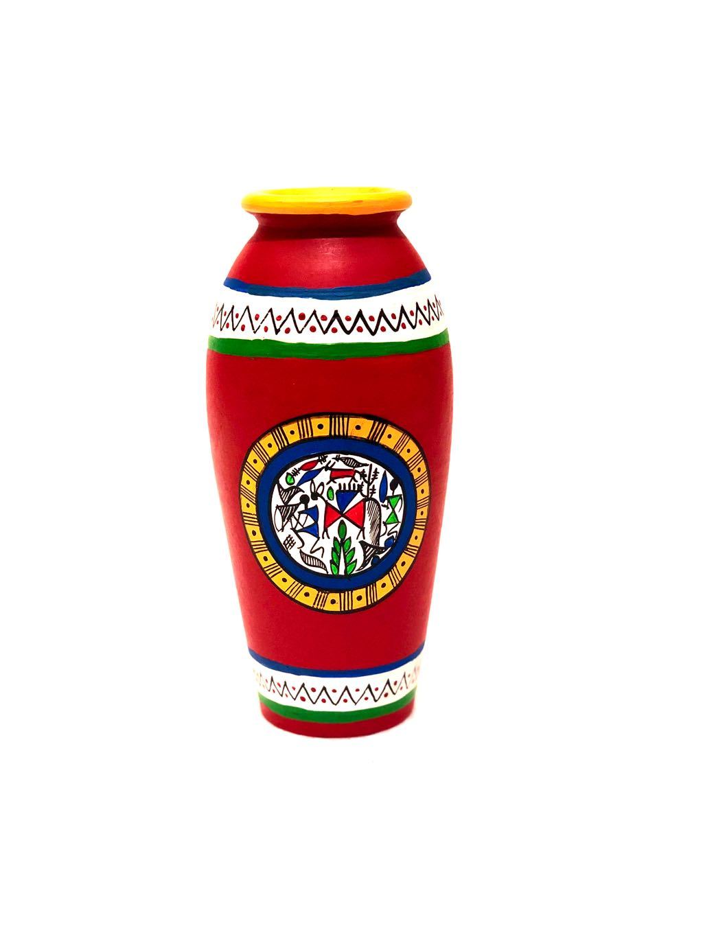 Long Pot Warli Hand Painted Décor Terracotta Best Collection Available At Tamrapatra