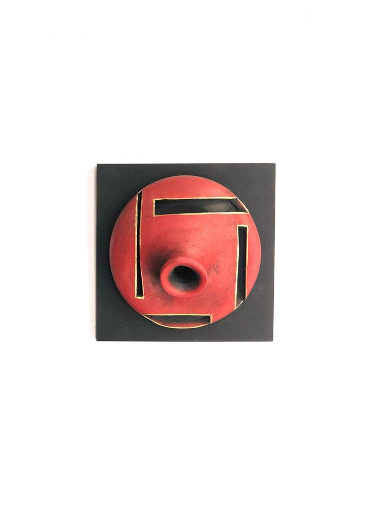 Cherry Red With Golden Touch Artist's Creation Pots On MDF Art By Tamrapatra