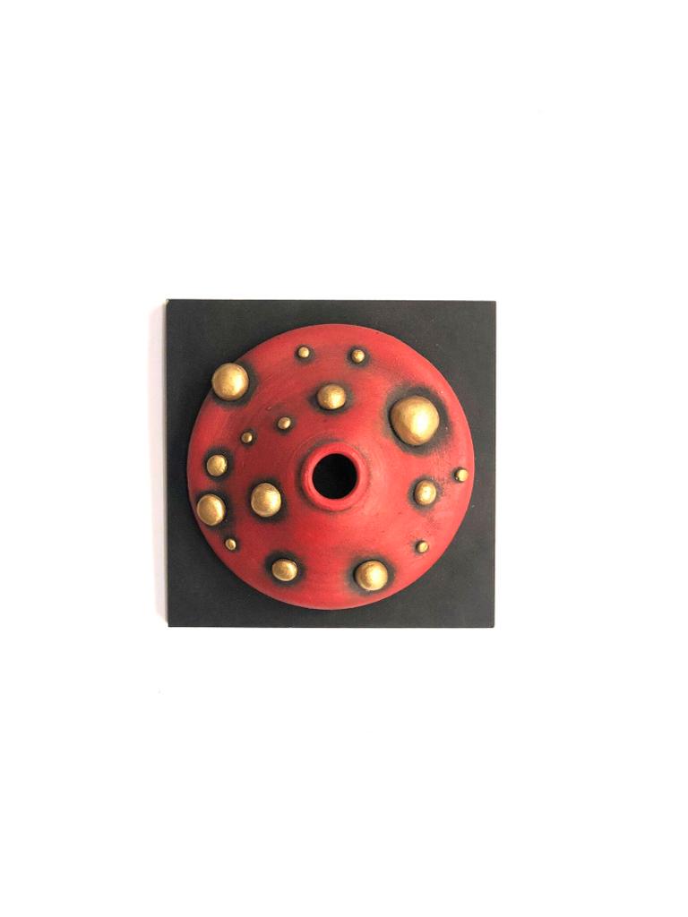 Cherry Red With Golden Touch Artist's Creation Pots On MDF Art By Tamrapatra