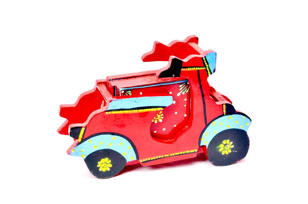 Tea Coaster With Style Of Indian Scooter Traditional Hand Painted Tamrapatra