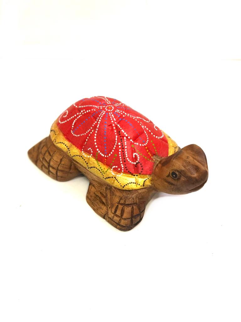 Big Wooden Tortoise With Detailed Carving With Hand Painting By Tamrapatra