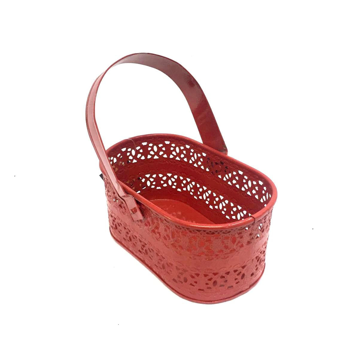Basket Style Storage Metal Handcrafted With Easy Carry Handle By Tamrapatra - Tamrapatra