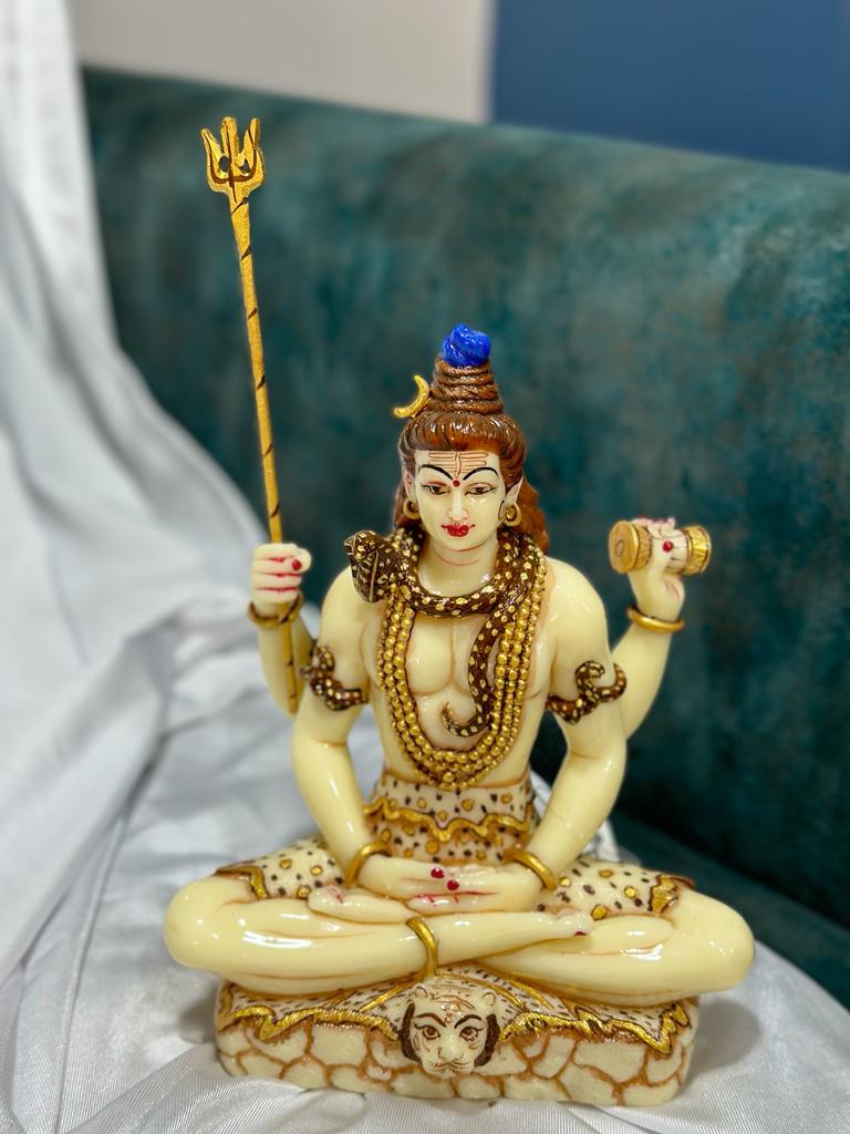 God Shiv In Attractive Hand Painted Resin Art Classy Ivory Finish By Tamrapatra