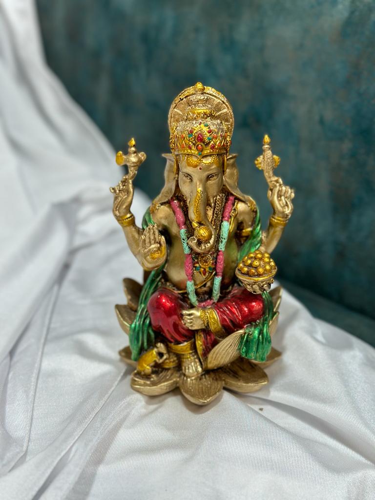 Ganesh On Lotus Resin Handmade Designed To Impress Artefacts By Tamrapatra