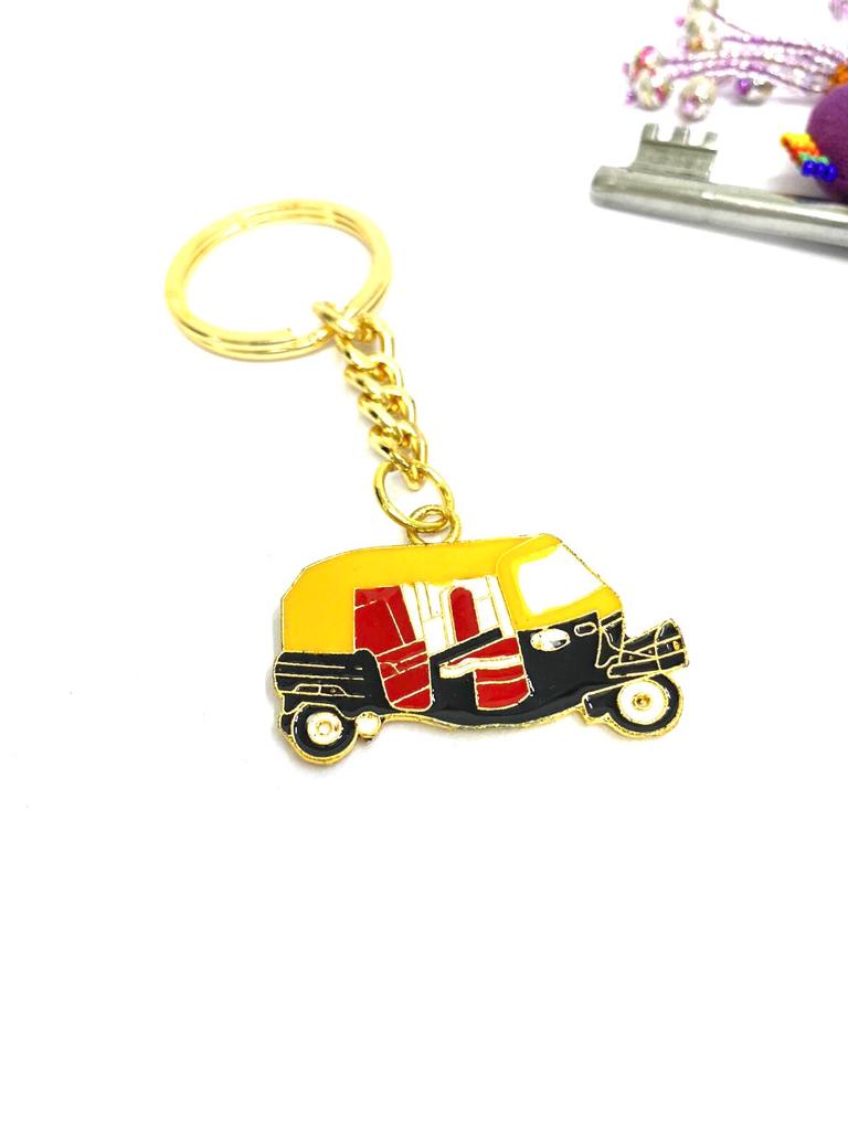 Cycle Rickshaw Metal Keychains Indian Souvenir Gifts Utility For Keys Tamrapatra