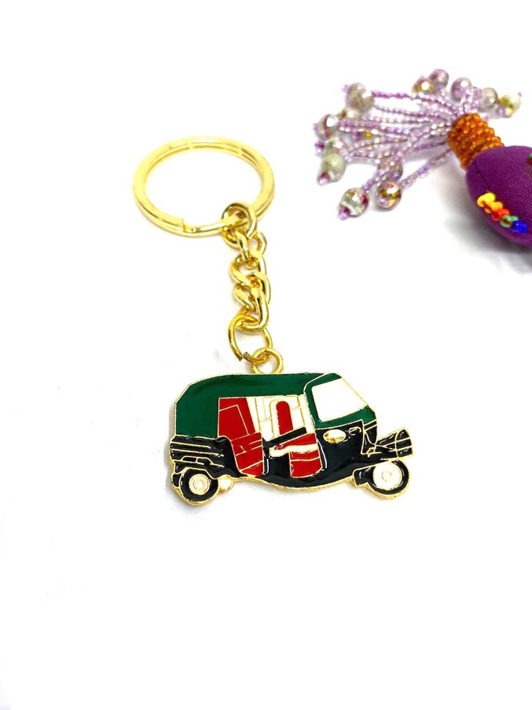Cycle Rickshaw Metal Keychains Indian Souvenir Gifts Utility For Keys Tamrapatra