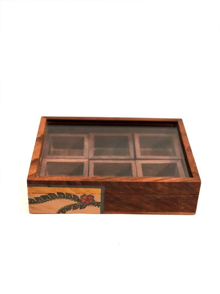 Wooden Spice Box For Kitchen Use Masala Dabba Kitchen Utility Tamrapatra