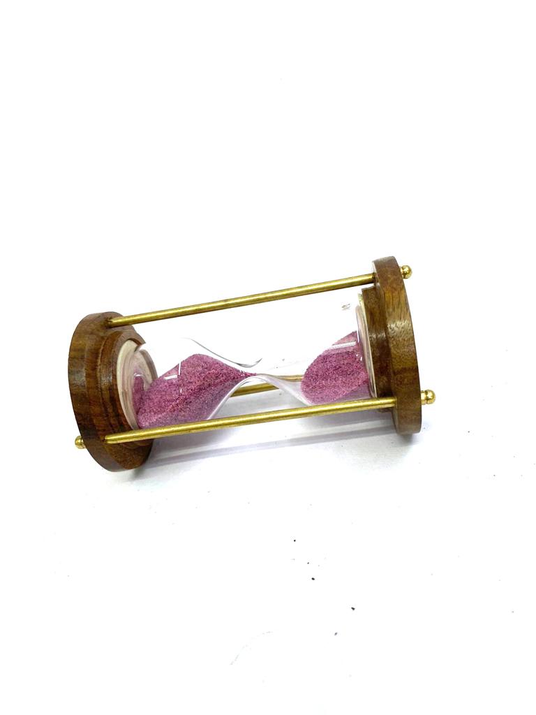 Wooden Brass Wooden Sand Timer Nautical Arts Handmade In India By Tamrapatra