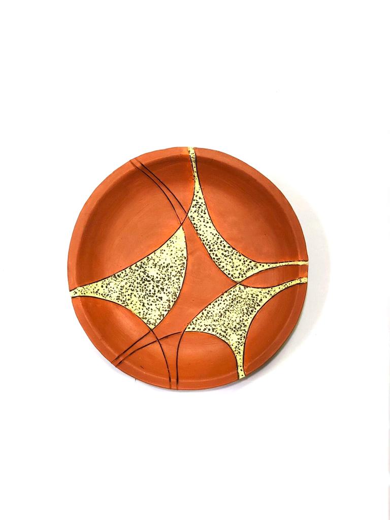 Saddle Brown Designer Round Plates Hanging Terracotta In Set Of 5 By Tamrapatra