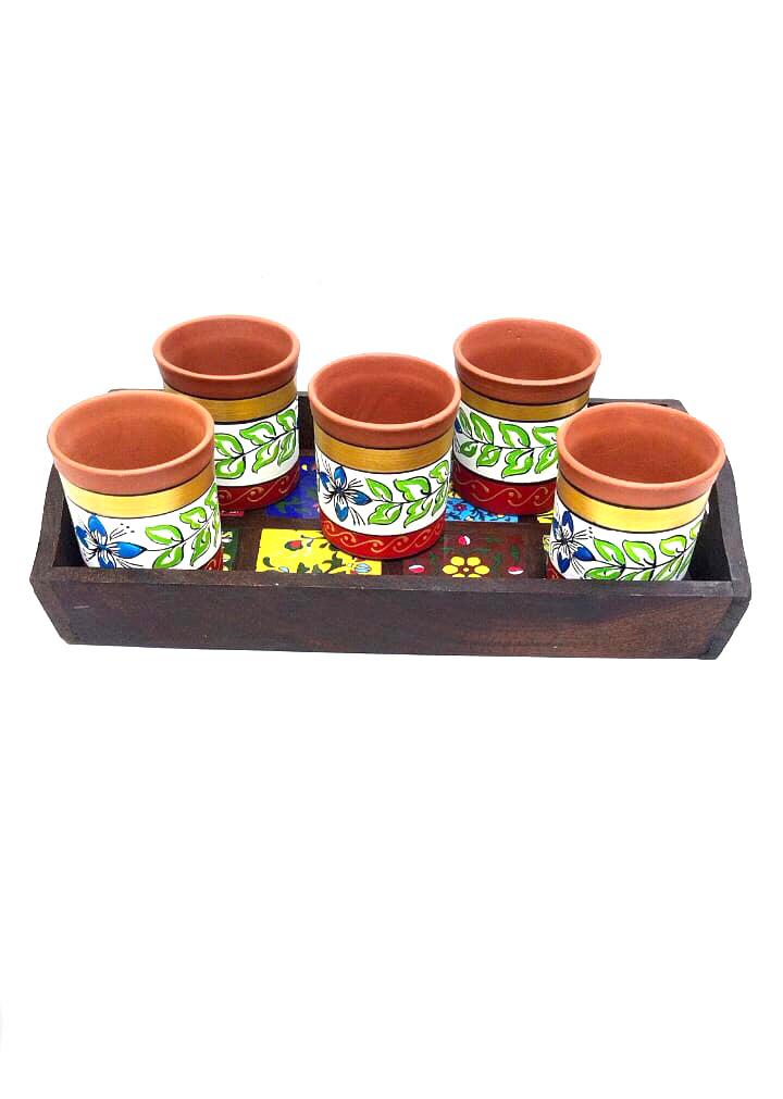 Premium Mango Wood Tray Blue Pottery Tiles Combined By Tamrapatra - Tamrapatra